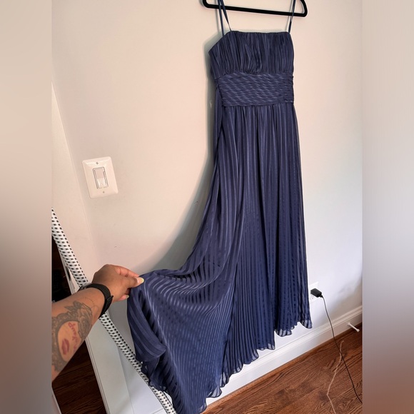 BCBGMAXAZRIA Blue Pleated Dress, Floor Length.
Beautiful Dress!! - Picture 7 of 7